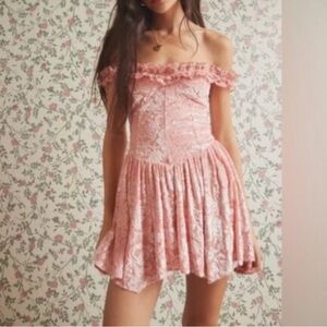 Urban outfitters Kimchi Blue Coral Ruffled romper